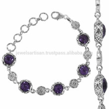 925 Sterling Silber mit lila Amethyst Edelstein Designer Armband für alle Anlass